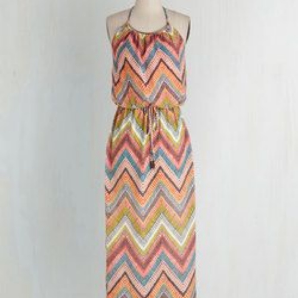 Modcloth Multicolor Halter Maxi Dress